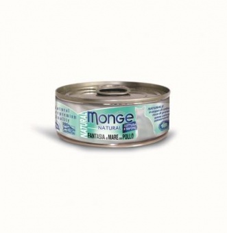 Купить Monge Cat Natural мясные волокна из морепродуктов и курицы в желе 80 г