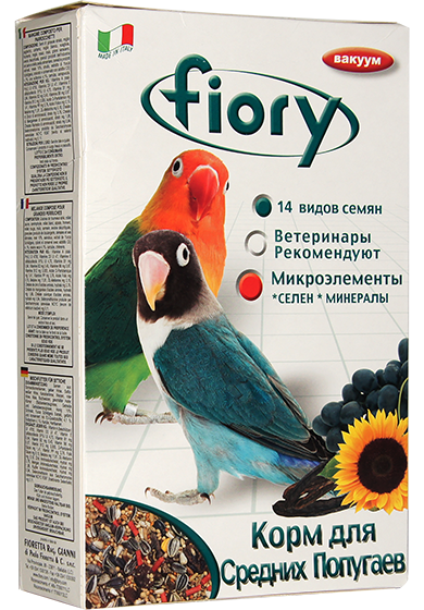 Средний попугай на zoomaugli.ru Fiory Superpremium Parrocchetti Africa корм для средних попугаев, 800 г