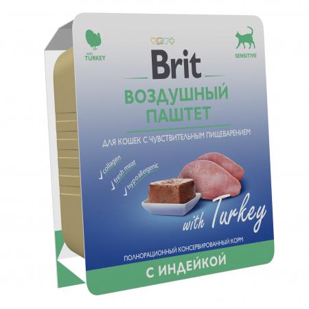Влажный корм на zoomaugli.ru Brit Воздушный паштет с индейкой для кошек с чувствительным пищеварением 100 г
